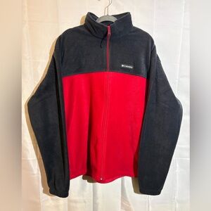 Men’s Columbia Red and Black Zip Up Fleece - Size XXL